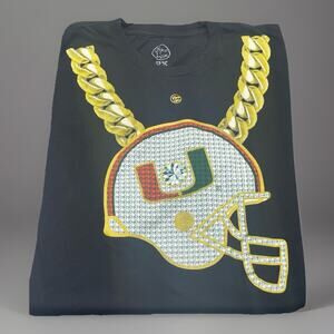 Miami Hurricanes The U Turnover Gold Chain Mens XXL Black
